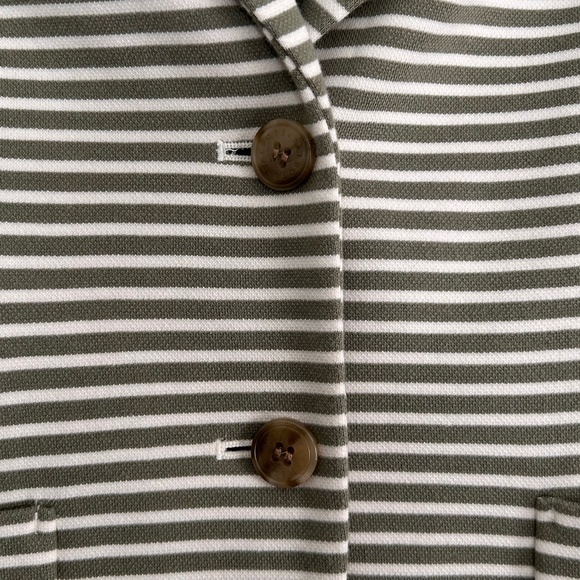 Talbots Aberdeen Knit Blazer Green and White Stripes 3/4 Sleeves, Size 4 - Picture 6 of 10